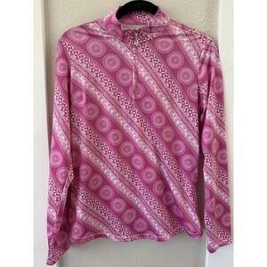 San Soleil UPF 50 1/4 Zip Activewear Golf Tennis Top Small Pink Rhinestone Women